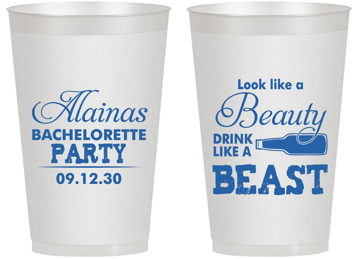 Personalized Bachelorette 14 oz Frosted Cups - Beauty Beast | 60161