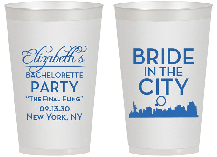 Personalized Bachelorette 14 oz Frosted Cups - New York | 60162