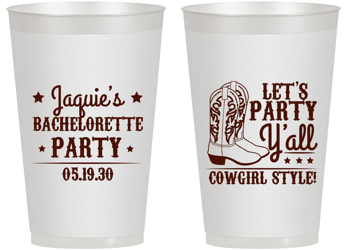 Personalized Bachelorette 14 oz Frosted Cups - Cowgirl Boots | 60163