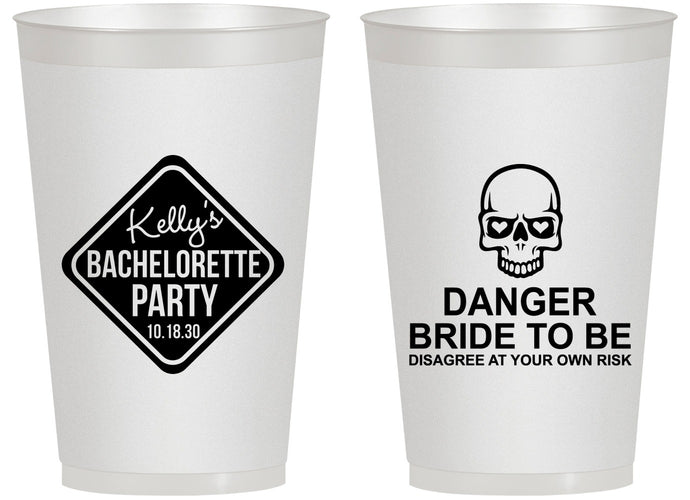 Personalized Bachelorette 14 oz Frosted Cups - Danger Bride To Be | 60165