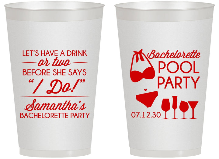 Personalized Bachelorette 14 oz Frosted Cups - Pool Party | 60167