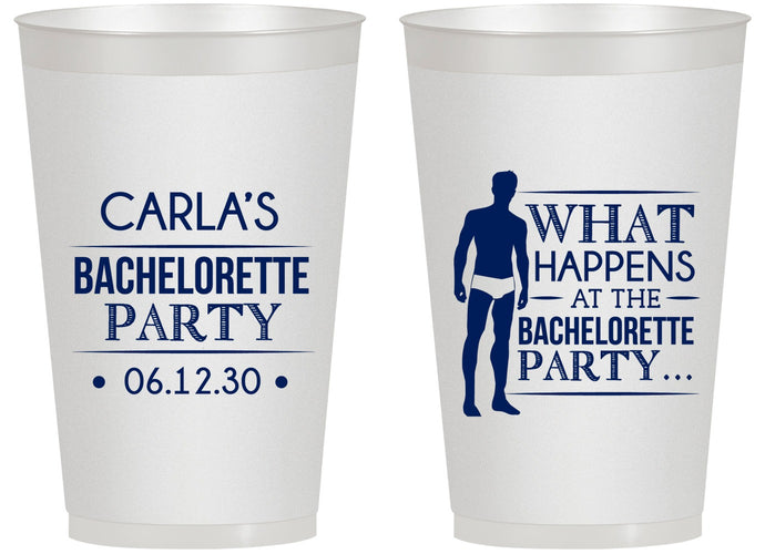 Personalized Bachelorette 14 oz Frosted Cups - What Happens | 60172