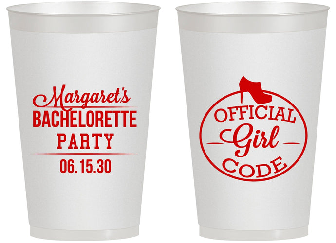 Personalized Bachelorette 14 oz Frosted Cups - Official Girl Code | 60176