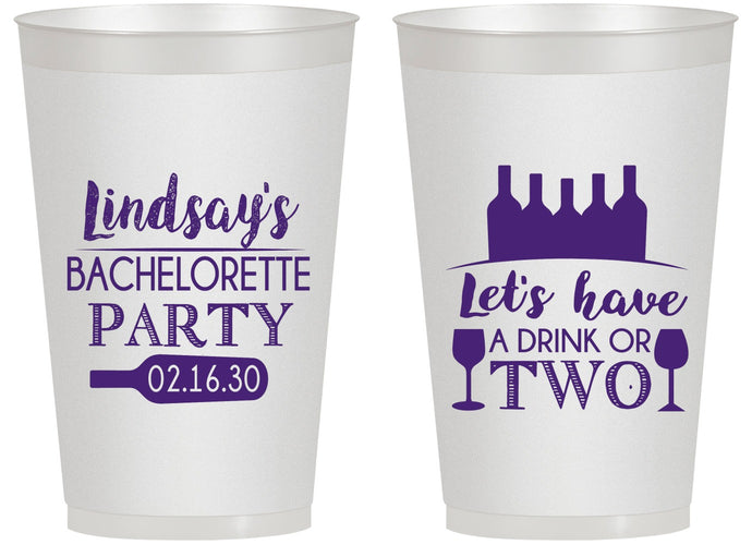 Personalized Bachelorette 14 oz Frosted Cups - Wine Drink Or Two | 60178