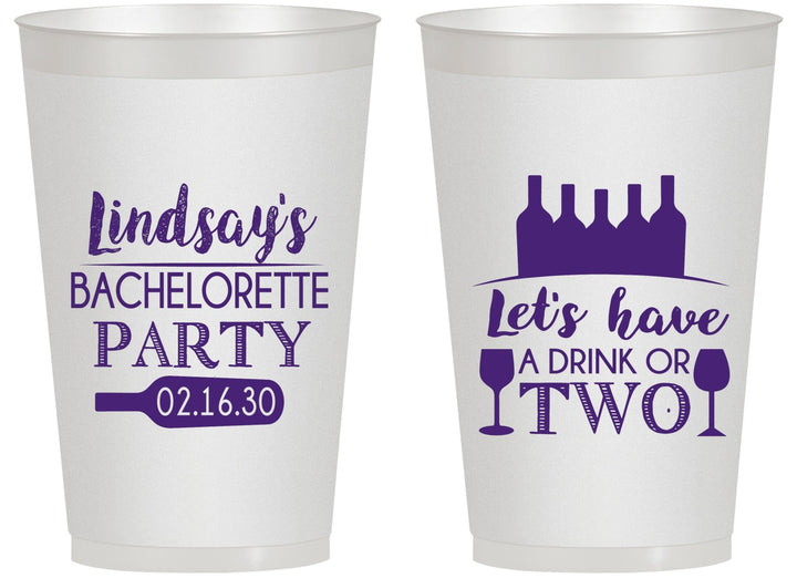 Personalized Bachelorette 14 oz Frosted Cups - Wine Drink Or Two | 60178