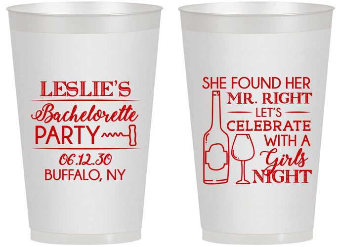 Personalized Bachelorette 14 oz Frosted Cups - Mr Right Girls Night | 60180