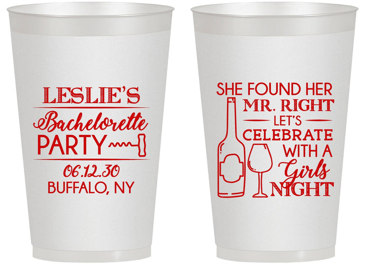 Personalized Bachelorette 14 oz Frosted Cups - Mr Right Girls Night | 60180