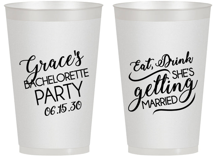 Personalized Bachelorette 14 oz Frosted Cups - Eat Drink Getting Married | 60181