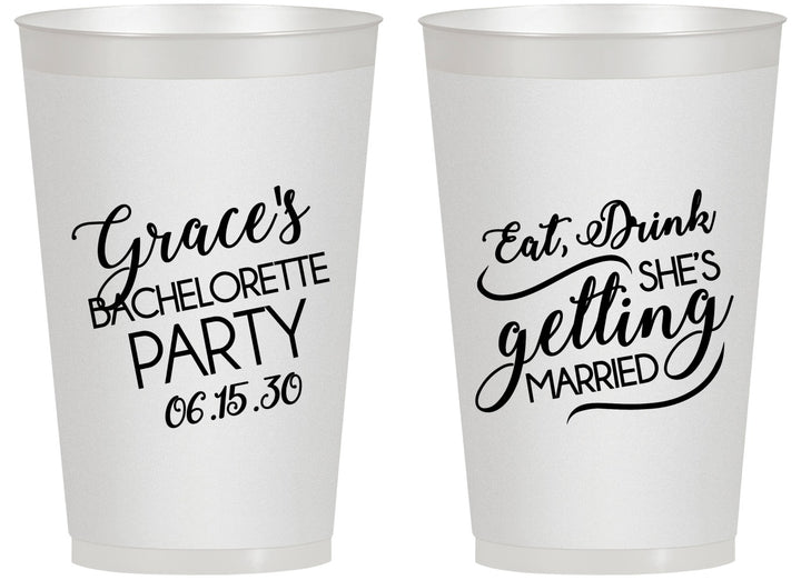 Personalized Bachelorette 14 oz Frosted Cups - Eat Drink Getting Married | 60181