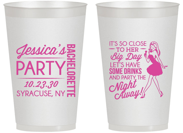 Personalized Bachelorette 14 oz Frosted Cups - Drink The Night Away | 60182