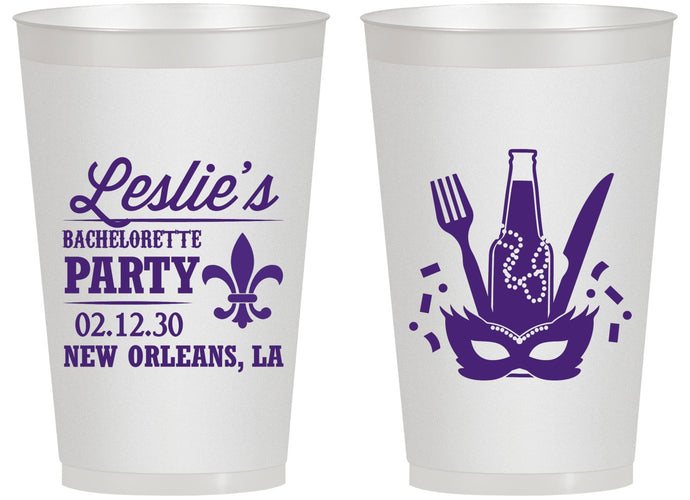 Personalized Bachelorette 14 oz Frosted Cups - Mardi Gras | 60185