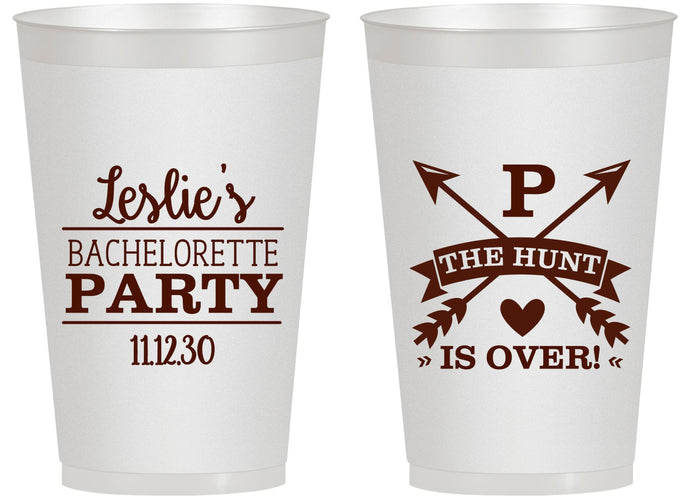 Personalized Bachelorette 14 oz Frosted Cups - The Hunt Is Over | 60186