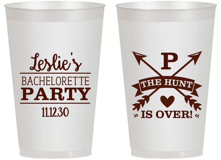 Personalized Bachelorette 14 oz Frosted Cups - The Hunt Is Over | 60186