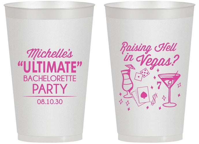 Personalized Bachelorette 14 oz Frosted Cups - Raising Hell In Vegas | 60196