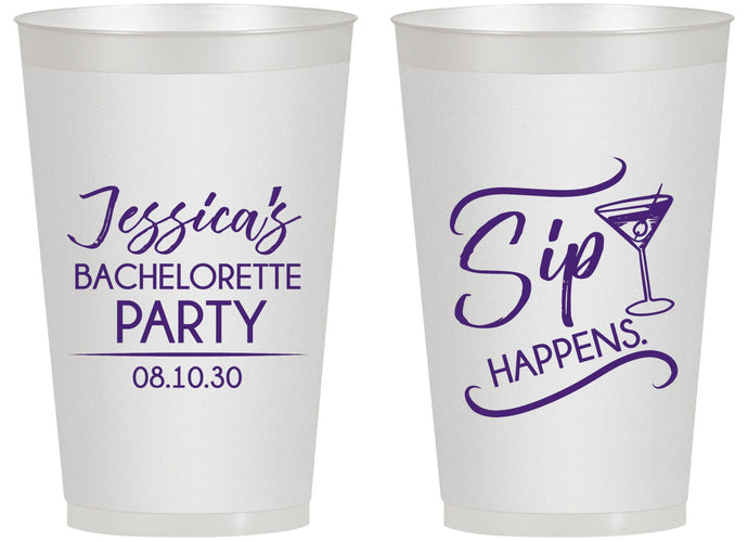 Personalized Bachelorette 14 oz Frosted Cups - Sip Happens | 60197