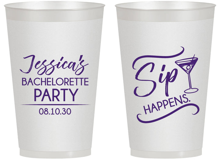 Personalized Bachelorette 14 oz Frosted Cups - Sip Happens | 60197