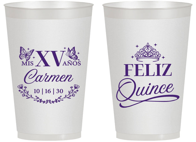 Personalized Quinceanera 14 oz Frosted Cups - Mis Quince Anos | 70000