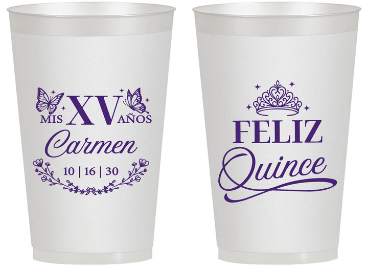 Personalized Quinceanera 14 oz Frosted Cups - Mis Quince Anos | 70000