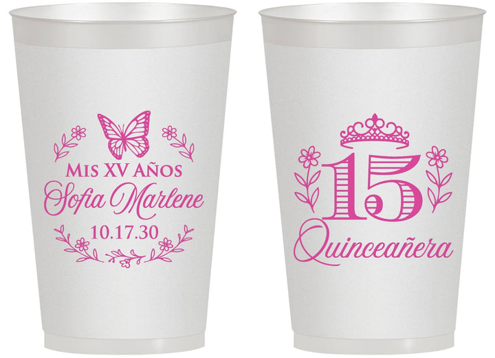 Personalized Quinceanera 14 oz Frosted Cups - Mis Quince Anos | 70007