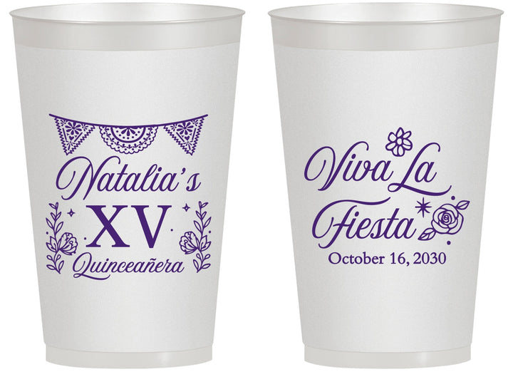 Personalized Quinceanera 14 oz Frosted Cups - Viva La Fiesta Quince | 70008