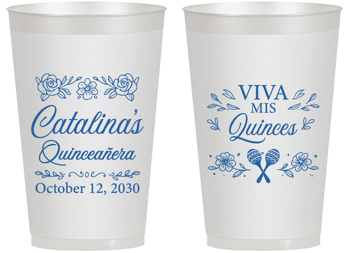 Personalized Quinceanera 14 oz Frosted Cups - Viva Mis Quinces | 70009