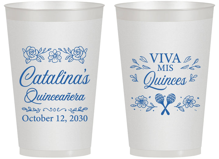 Personalized Quinceanera 14 oz Frosted Cups - Viva Mis Quinces | 70009