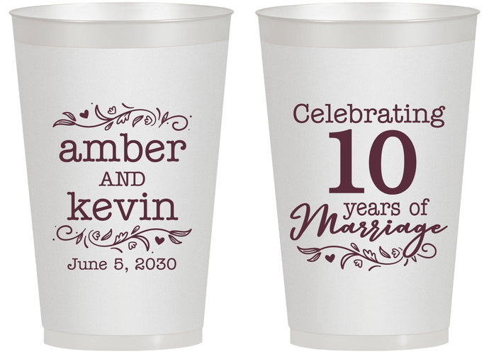 Personalized Anniversary 14 oz Frosted Cups - 10 Years Of Marriage | 80000