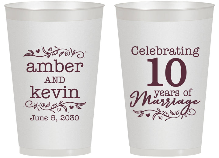 Personalized Anniversary 14 oz Frosted Cups - 10 Years Of Marriage | 80000