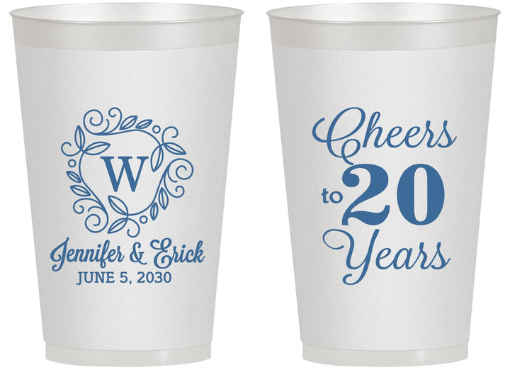Personalized Anniversary 14 oz Frosted Cups - Cheers To 20 Years | 80001
