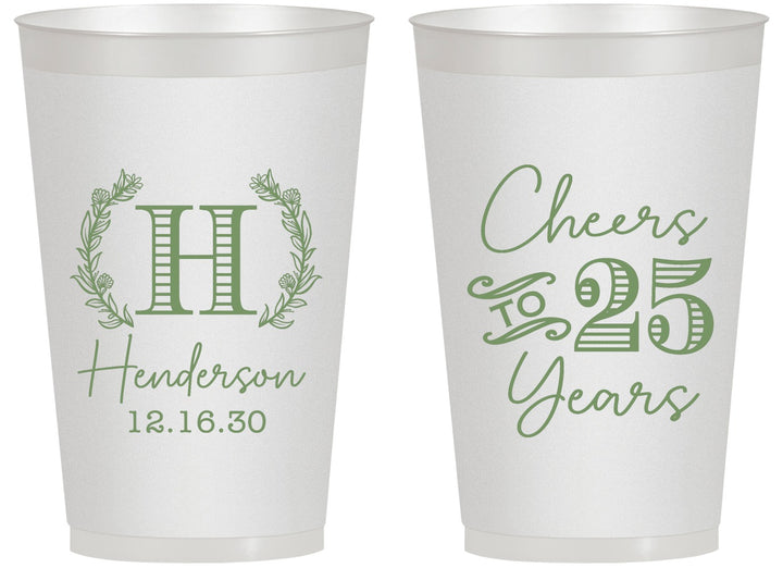 Personalized Anniversary 14 oz Frosted Cups - Cheers To 25 Years | 80002