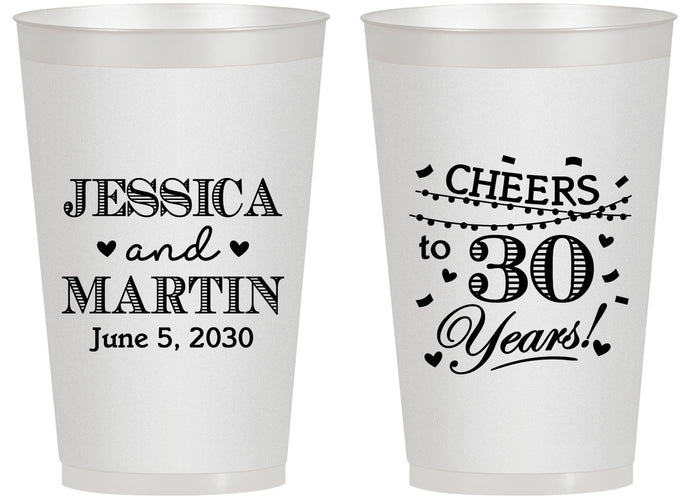 Personalized Anniversary 14 oz Frosted Cups - Cheers To 30 Years | 80003