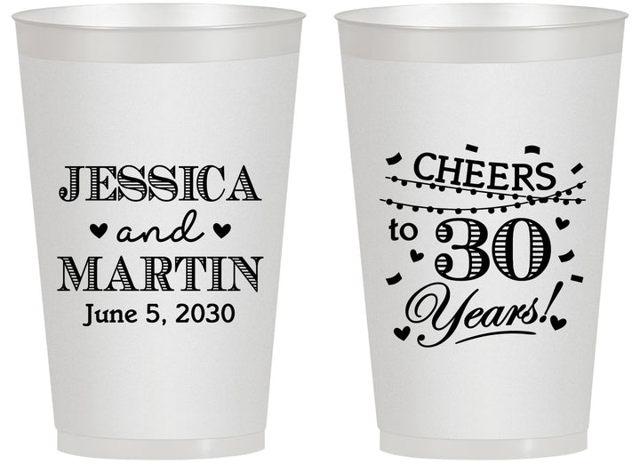 Personalized Anniversary 14 oz Frosted Cups - Cheers To 30 Years | 80003