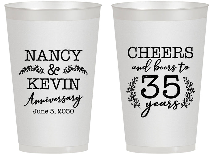 Personalized Anniversary 14 oz Frosted Cups - Cheers To 35 Years | 80004