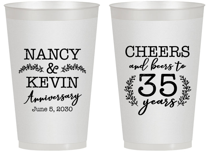 Personalized Anniversary 14 oz Frosted Cups - Cheers To 35 Years | 80004