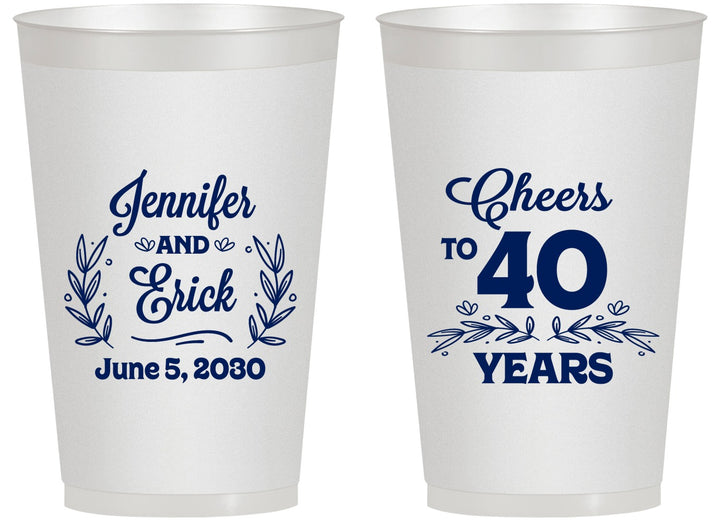 Personalized Anniversary 14 oz Frosted Cups - Cheers To 40 Years | 80005