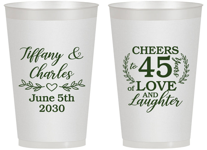Personalized Anniversary 14 oz Frosted Cups - Cheers To 45 Years | 80006
