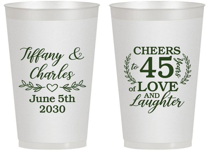 Personalized Anniversary 14 oz Frosted Cups - Cheers To 45 Years | 80006