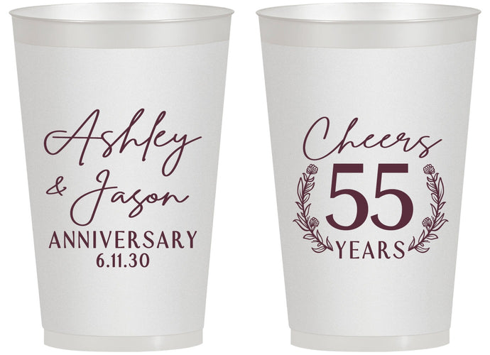 Personalized Anniversary 14 oz Frosted Cups - Cheers To 55 Years | 80008