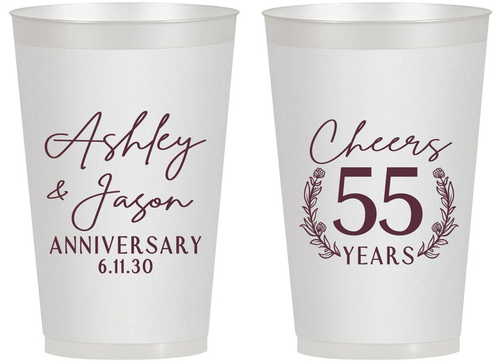 Personalized Anniversary 14 oz Frosted Cups - Cheers To 55 Years | 80008