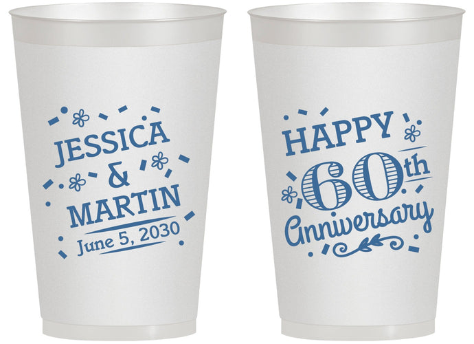 Personalized Anniversary 14 oz Frosted Cups - Cheers To 60 Years | 80009