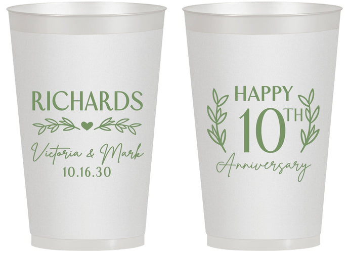 Personalized Anniversary 14 oz Frosted Cups - 10th Wedding | 80010