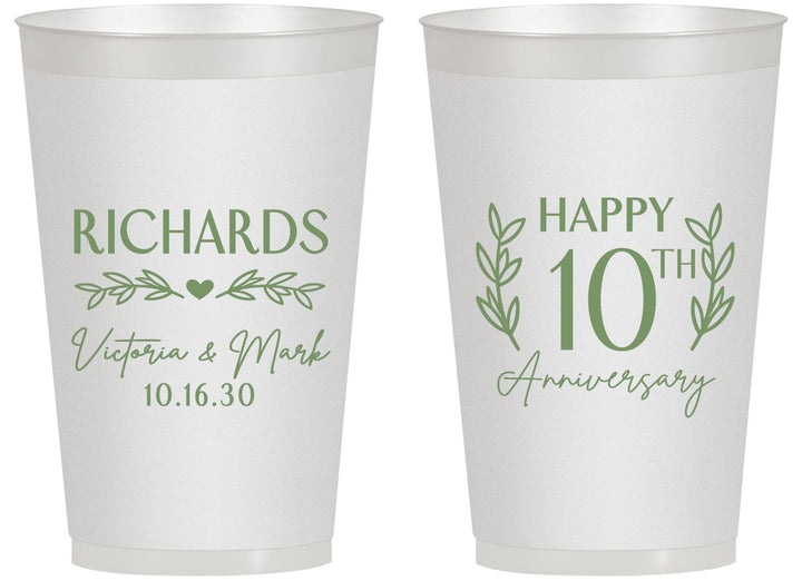 Personalized Anniversary 14 oz Frosted Cups - 10th Wedding | 80010