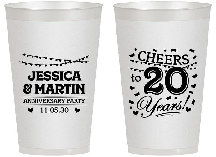 Personalized Anniversary 14 oz Frosted Cups - Cheers To 20 Years | 80011