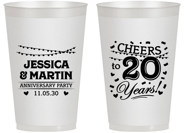 Personalized Anniversary 14 oz Frosted Cups - Cheers To 20 Years | 80011