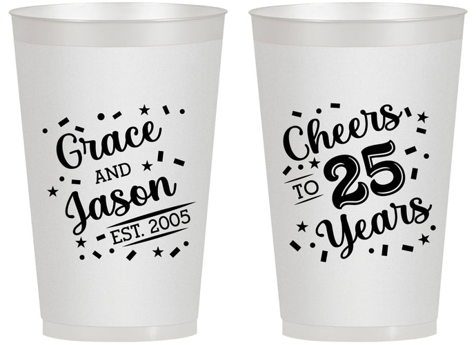 Personalized Anniversary 14 oz Frosted Cups - Cheers To 25 Years | 80012