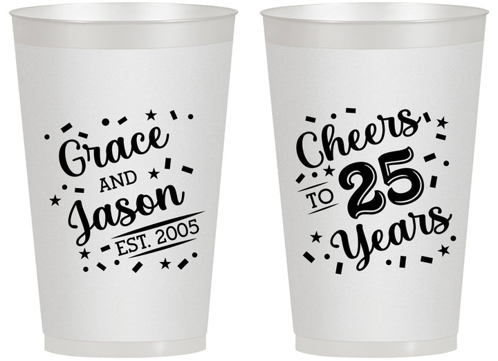 Personalized Anniversary 14 oz Frosted Cups - Cheers To 25 Years | 80012