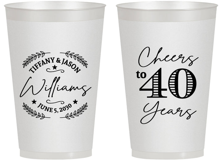 Personalized Anniversary 14 oz Frosted Cups - Cheers To 40 Years | 80015