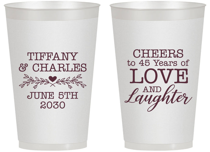 Personalized Anniversary 14 oz Frosted Cups - Cheers To 45 Years | 80016