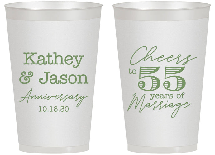 Personalized Anniversary 14 oz Frosted Cups - Cheers To 55 Years | 80018