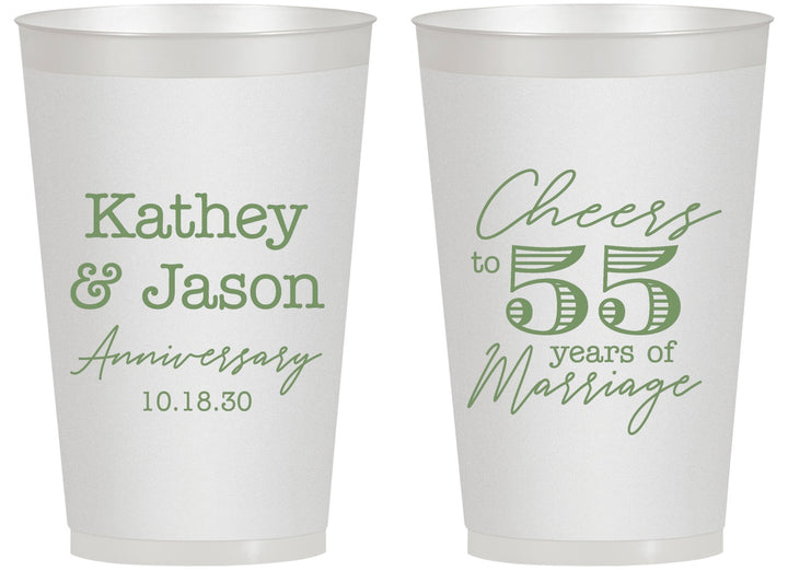 Personalized Anniversary 14 oz Frosted Cups - Cheers To 55 Years | 80018